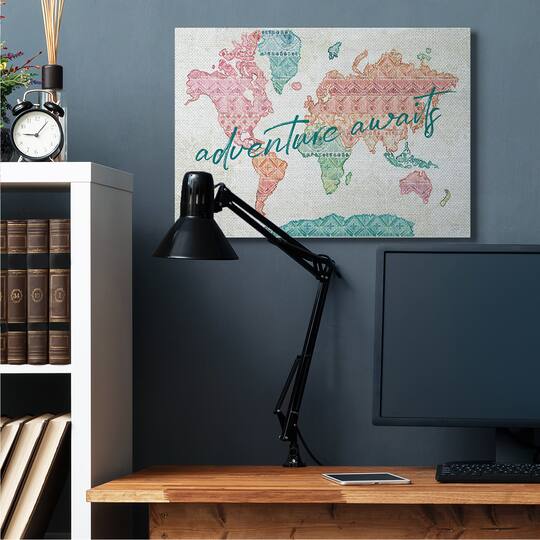 Stupell Industries Adventure Awaits World Map Canvas Wall Art